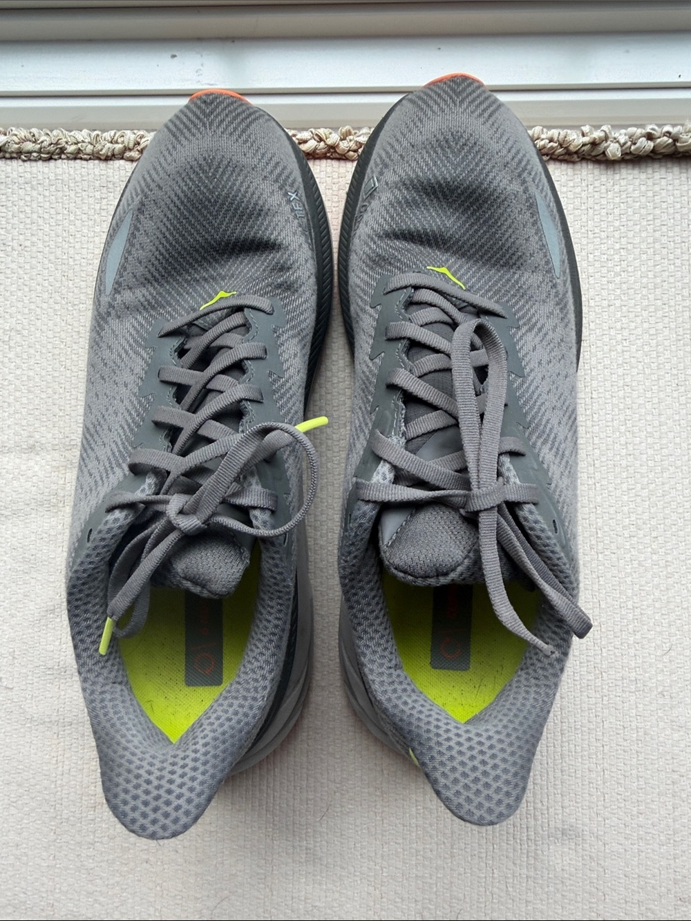 Hoka One One Men's Gray Running Shoes with Neon Lime Accents - Picture 7 of 8